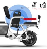 Daibot Electric Bicycle with Extra Seat - Foldable Smart E Bike - 350W - 15 Ah Battery - White