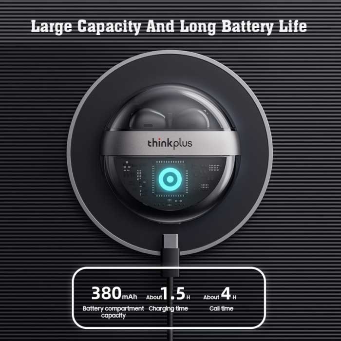 Lenovo Écouteurs sans fil ThinkPlus T40 - Écouteurs TWS Écouteurs Bluetooth 5.2 Écouteurs Écouteurs Noir