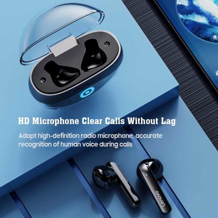 Lenovo Think Plus T40 Draadloze Oortjes - TWS Oordopjes Bluetooth 5.2 Earphones Earbuds Oortelefoon Zwart