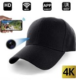 YIKIXI Hat Camcorder - Czapka kamery bezpieczeństwa 4K UHD WiFi / Klak z aplikacją Black