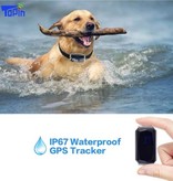 Topin Collar rastreador GPS - Localizador en tiempo real de mascotas perdidas IP67 Carga magnética azul