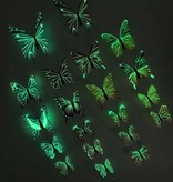 Stuff Certified® Glow in the Dark Vlinders - 12 Stuks - Lichtgevende Muurstickers Decoratie Kleurenmix