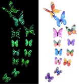 Stuff Certified® Glow in the Dark Papillons - 12 Pièces - Stickers Muraux Lumineux Décoration Couleur Mélange