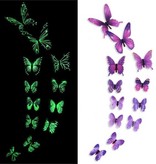 Stuff Certified® Farfalle Glow in the Dark - 12 Pezzi - Adesivi Murali Luminosi Decorazione Viola