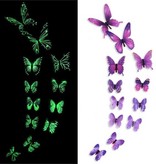 Stuff Certified® Glow in the Dark Papillons - 12 Pièces - Stickers Muraux Lumineux Décoration Violet