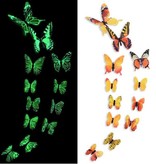 Stuff Certified® Glow in the Dark Papillons - 12 Pièces - Stickers Muraux Lumineux Décoration Orange