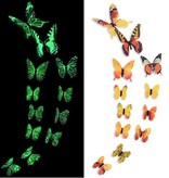 Stuff Certified® Mariposas que Brillan en la Oscuridad - 12 Piezas - Pegatinas de Pared Luminosas Decoración Naranja