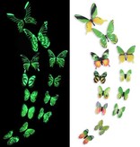 Stuff Certified® Glow in the Dark Papillons - 12 Pièces - Stickers Muraux Lumineux Décoration Jaune