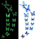 Stuff Certified® Glow in the Dark Vlinders - 12 Stuks - Lichtgevende Muurstickers Decoratie Blauw