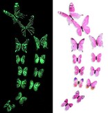 Stuff Certified® Glow in the Dark Butterflies - 12 Pieces - Luminous Wall Stickers Decoration Pink