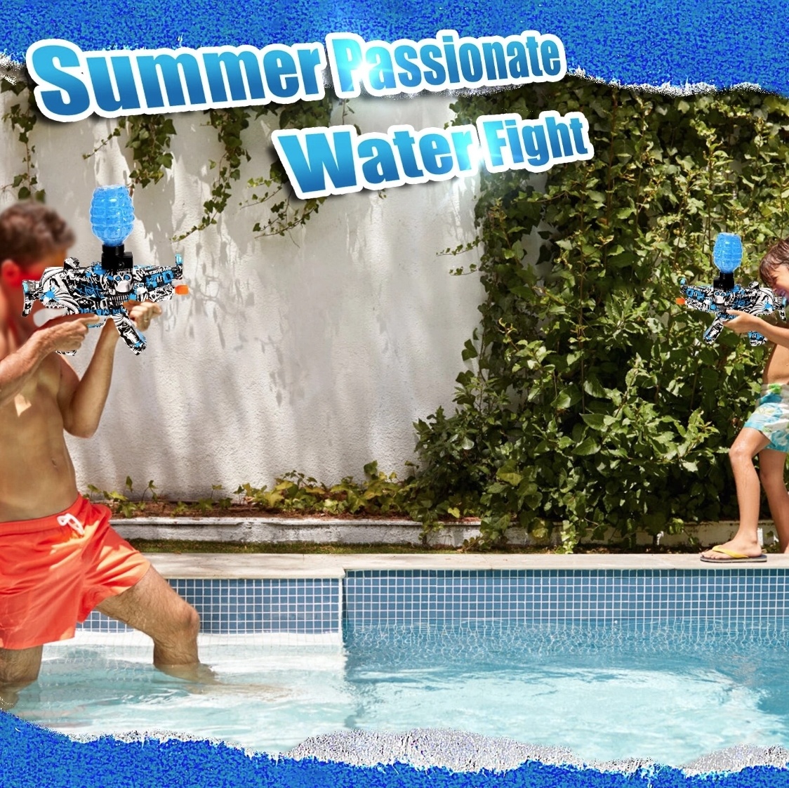 Stuff Certified® Pistola de gel eléctrica con 20.000 bolas - Modelo MP5 - Juguete acuático de espuma azul