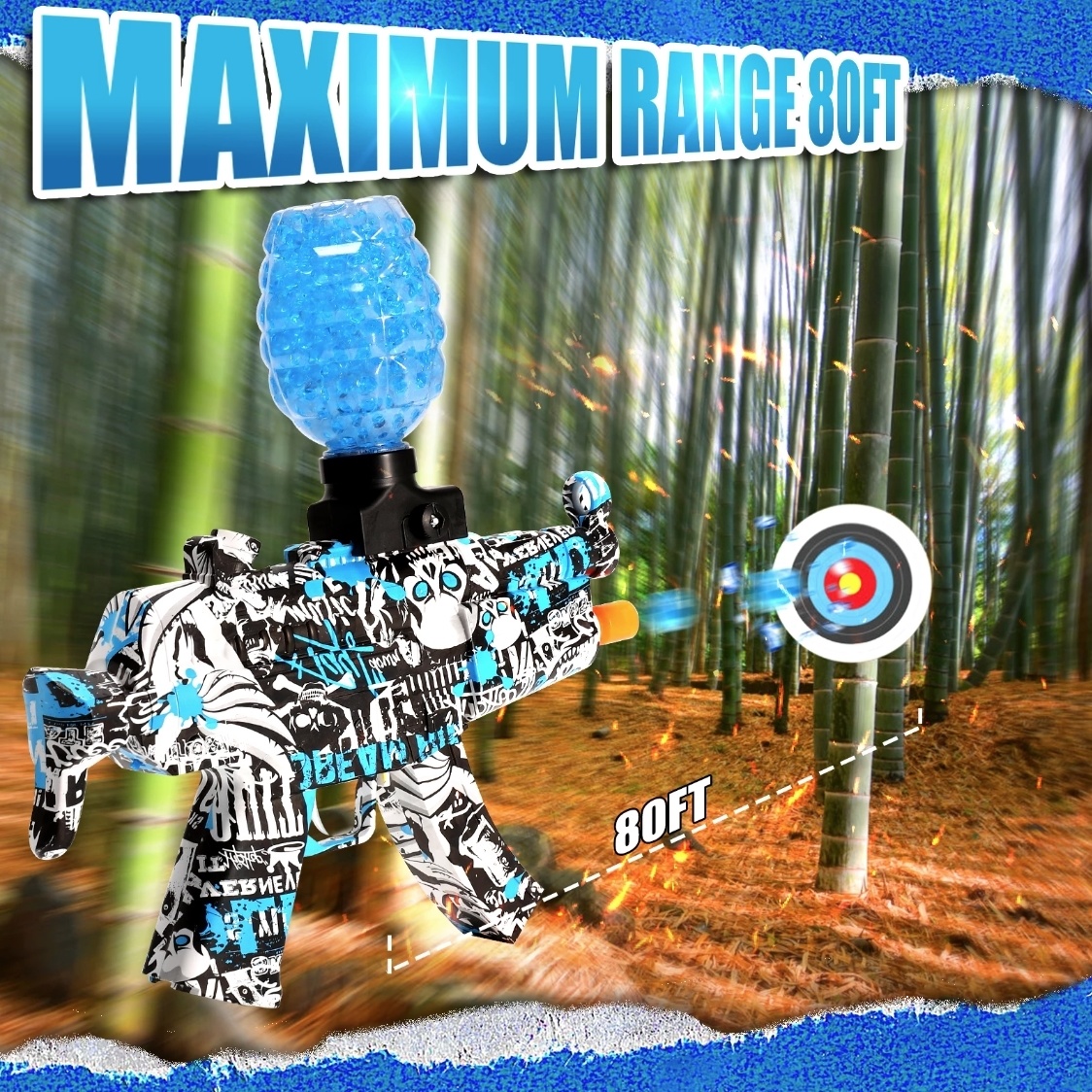 Stuff Certified® Pistolet à gel électrique avec 20 000 balles – Modèle MP5, jouet aquatique en mousse, rouge