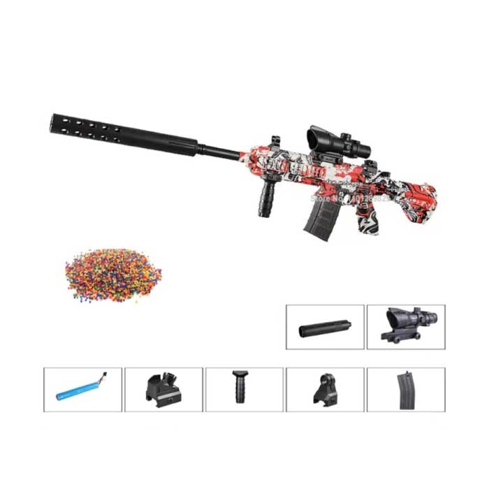 Blaster électrique à gel avec 10 000 balles - Pistolet à eau modèle M416 rouge