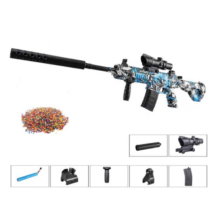 Elektrischer Gel Blaster mit 10.000 Bällen - M416 Modell Wasserspielzeug Schaum Shooter Blau