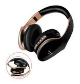 PunnkFunnk Cuffie Bluetooth P18 con custodia - Cuffie pieghevoli per DJ Cuffie nere