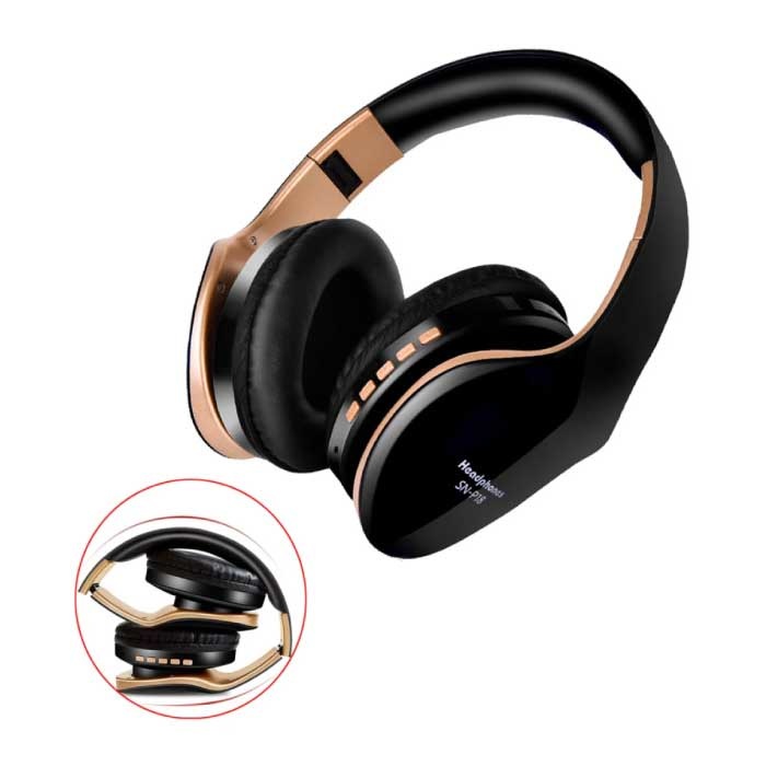 PunnkFunnk P18 Bluetooth-Kopfhörer mit Aufbewahrungstasche - Faltbares Headset DJ-Kopfhörer Schwarz