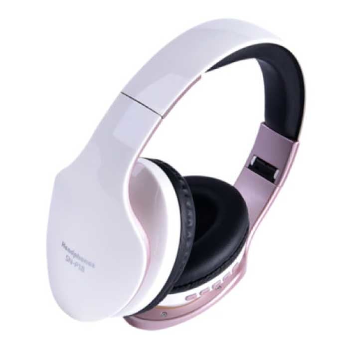 Auriculares Bluetooth P18 con bolsa de almacenamiento - Auriculares plegables para DJ, color blanco