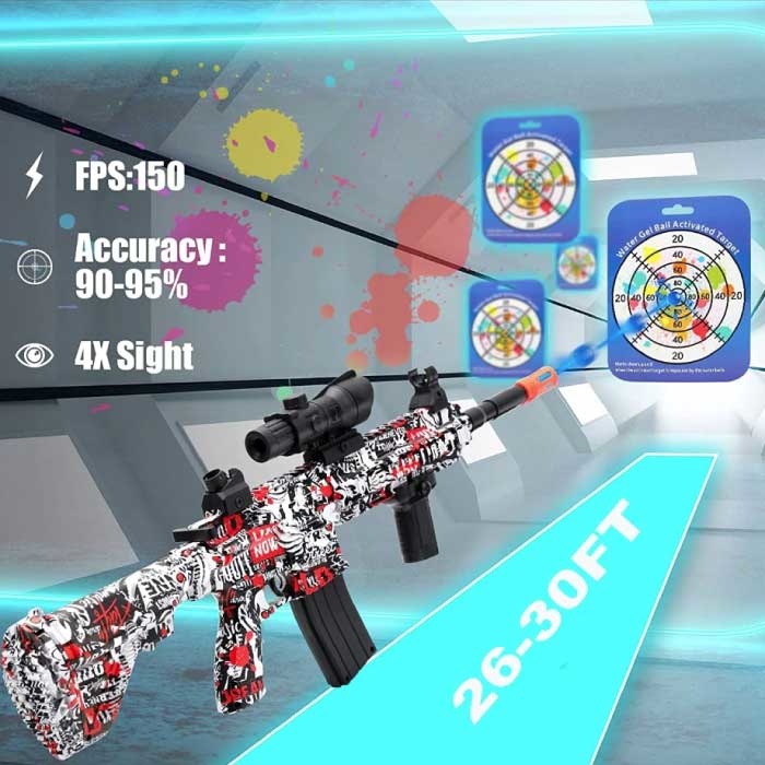 Csnoobs Elektrische Gel Blaster met 10.000 Balletjes - M416 Model Water Speelgoed Foam Shooter Blauw