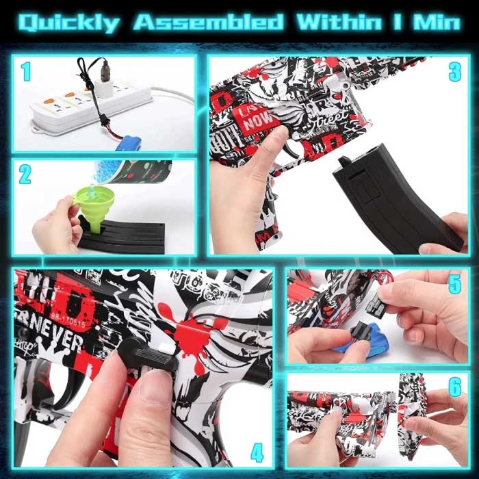 Csnoobs Elektrische Gel Blaster met 10.000 Balletjes - M416 Model Water Speelgoed Foam Shooter Blauw