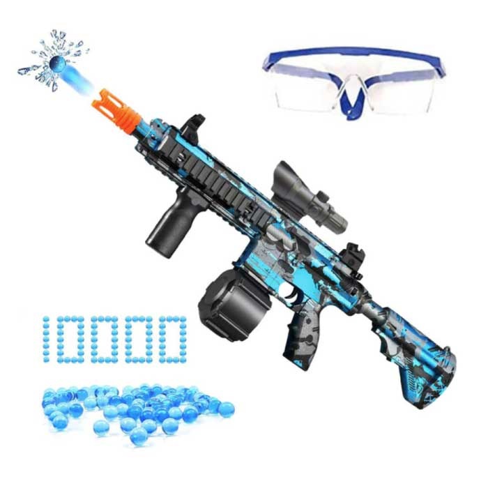 Elektrischer Gel Blaster mit 10.000 Bällen - M416 Modell Wasserspielzeug Schaum Shooter Blau