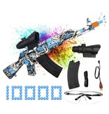 Csnoobs Blaster électrique à gel avec 10 000 balles - Pistolet à eau modèle AK47 bleu