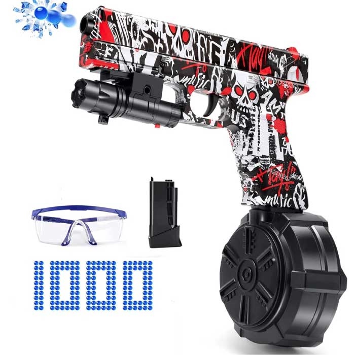 Blaster de gel eléctrico con 10,000 bolas - Glock Model Water Toy Gun Red