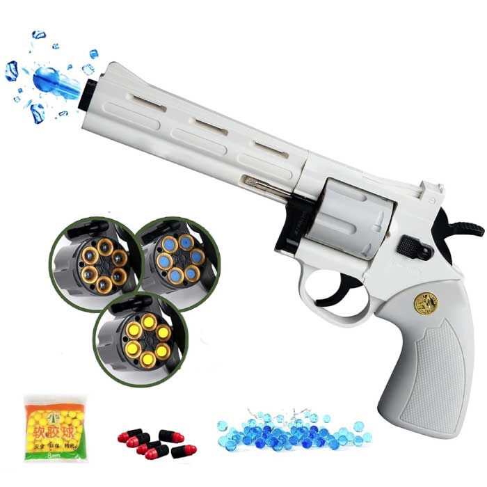 Blaster elettrico per gel 500 sfere - Pistola giocattolo ad acqua modello .357 Magnum bianca