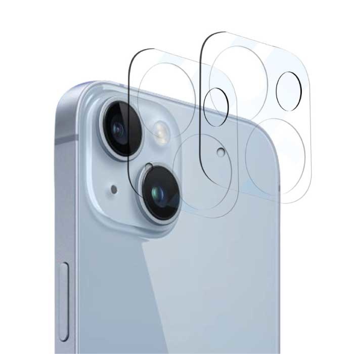 Confezione da 2 copriobiettivo per fotocamera in vetro temperato per iPhone 14 Plus - Custodia protettiva antiurto