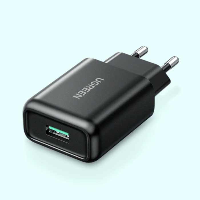 Chargeur de prise 18W - Charge rapide 3.0 USB Chargeur mural Adaptateur de chargeur domestique Noir