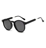 ZHM Runde Retro-Sonnenbrille - Polarisierte Fahrbrille Vintage Black