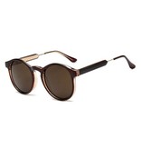 ZHM Retro Round Sunglasses - Polarized Driving Shades Vintage Brown