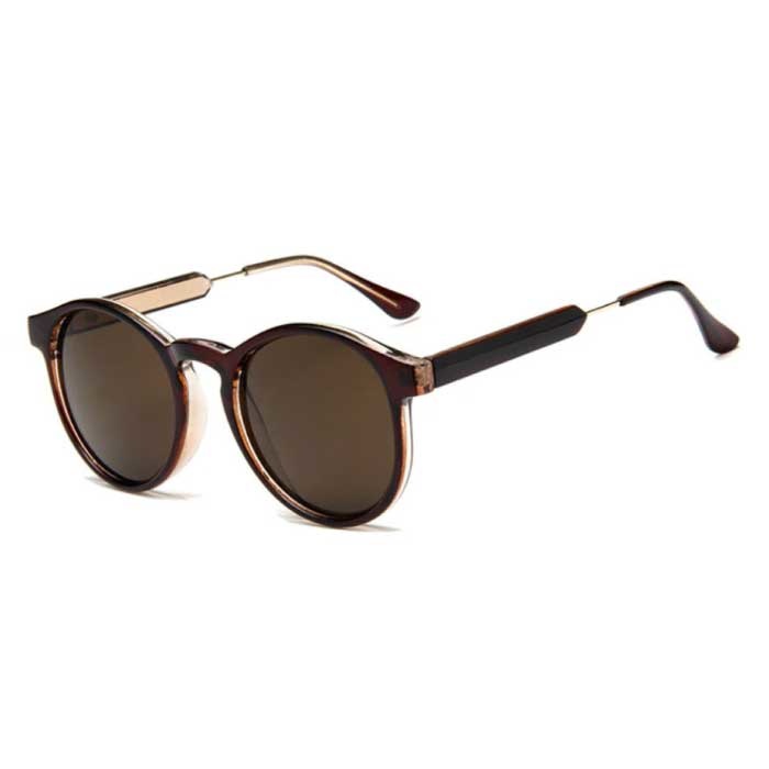 Okrągłe okulary przeciwsłoneczne w stylu retro - spolaryzowane okulary przeciwsłoneczne do jazdy w stylu vintage brązowe