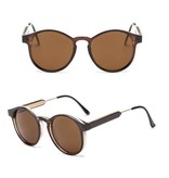 ZHM Lunettes de soleil rondes rétro - Polarized Driving Shades Vintage Brown