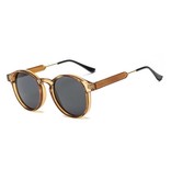 ZHM Retro Round Sunglasses - Polarized Driving Shades Vintage Light Brown