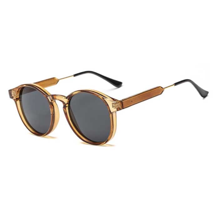 Retro Round Sunglasses - Polarized Driving Shades Vintage Light Brown