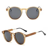 ZHM Retro Round Sunglasses - Polarized Driving Shades Vintage Light Brown