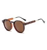 ZHM Gafas de sol redondas retro - Gafas de conducción polarizadas Vintage Leopard