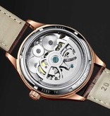 AILANG Vintage Watch for Men - Leather Strap Quartz Wristwatch Double Flywheel Brown