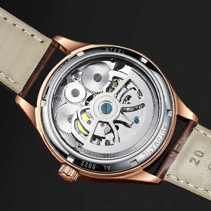 AILANG Reloj Vintage para Hombre - Correa de Cuero Reloj de Pulsera de Cuarzo Doble Volante Marrón