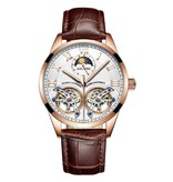 AILANG Vintage Uhr für Herren - Lederband Quarz Armbanduhr Doppelschwungrad Braun