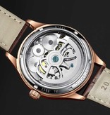 AILANG Vintage Horloge voor Heren - Roestvrij Staal Bandje Kwarts Polshorloge Dubbel Vliegwiel Goud