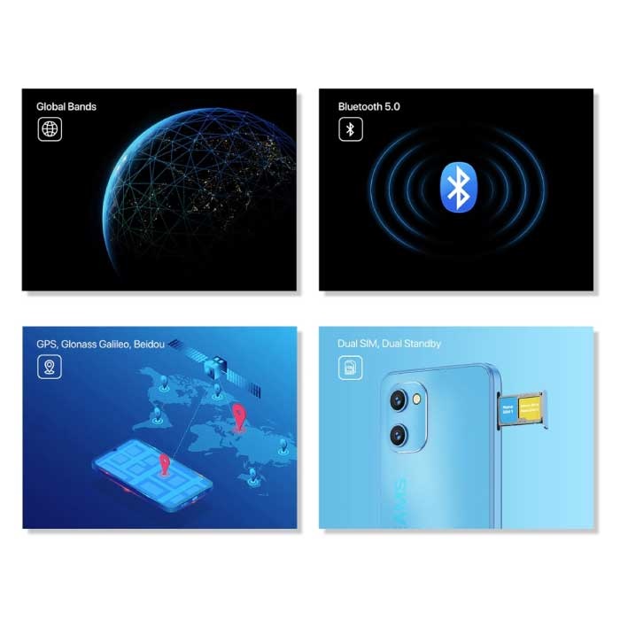 UMIDIGI Smartphone C1 Max - 6 Go de RAM - 128 Go de stockage - Appareil photo 50 MP - Batterie 5150mAh - État neuf - Garantie 3 ans - Noir