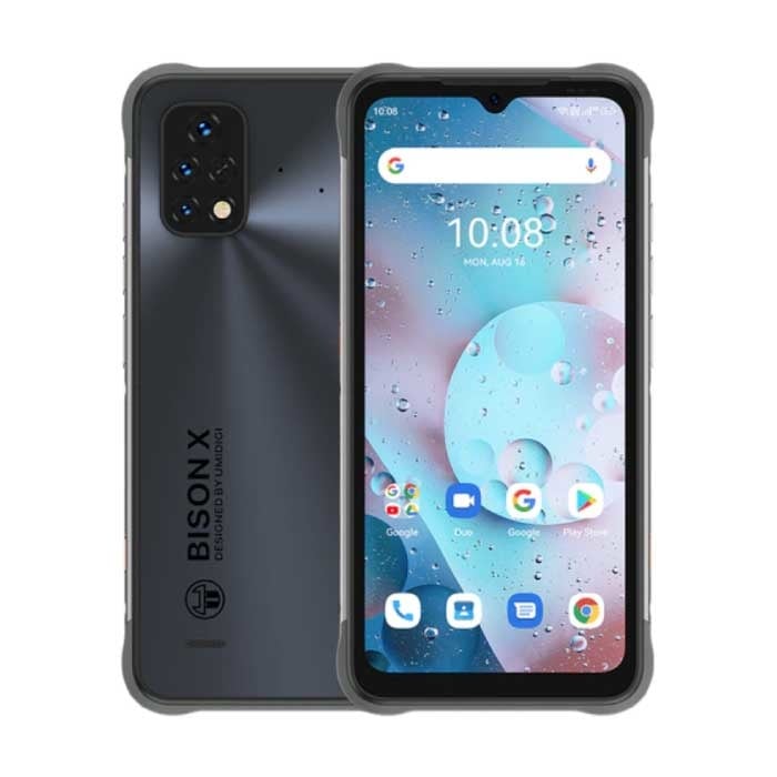 Bison X10S Smartphone Outdoor IP69K Waterproof - 4 GB RAM - 32 GB Storage - AI Triple Camera - 6150mAh Battery - New Condition - 3 Year Warranty - Gray