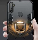 Keysion Coque Oppo Realme 5 Pro - Coque Magnétique Antichoc + Béquille Noir