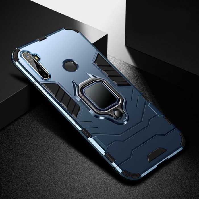 Oppo Realme 5 Case - Magnetic Shockproof Case Cover + Kickstand Blue