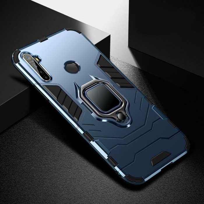 Oppo Realme X50 (5G) Case - Magnetic Shockproof Case Cover + Kickstand Blue