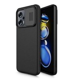 Nillkin Custodia CamShield per Xiaomi Poco X4 GT (5G) con fotocamera scorrevole - Custodia antiurto nera