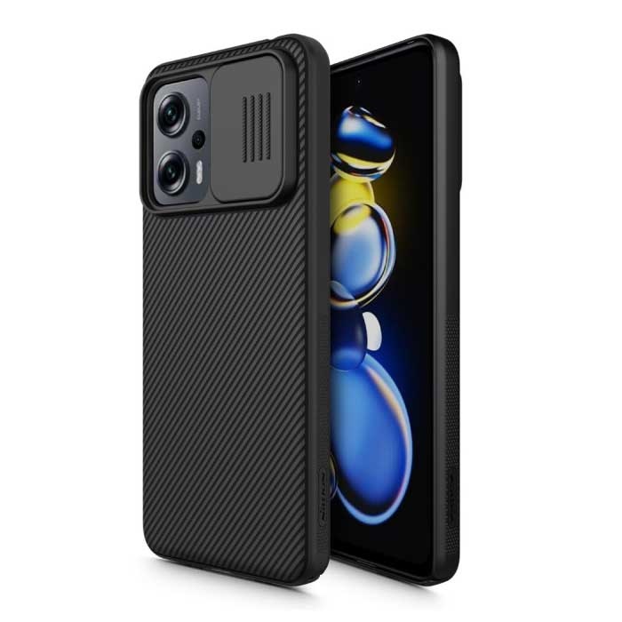 Custodia CamShield per Xiaomi Poco X4 GT (5G) con fotocamera scorrevole - Custodia antiurto nera