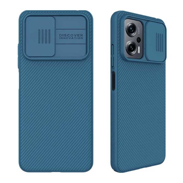 Custodia CamShield per Xiaomi Poco X4 GT (5G) con fotocamera scorrevole - Custodia antiurto blu