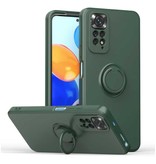 Balsam Xiaomi Mi 10T Hoesje met Ring Kickstand en Magneet - Schokbestendig Cover Case Donkergroen